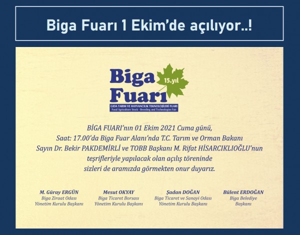 Biga Fuarı 1 Ekim’de açılıyor..!
