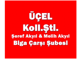 ÜÇEL KOLLEKTİF ŞİRKETİ ŞEREF AKYIL,MELİH AKYIL BİGA ÇARŞI ŞUBESİ